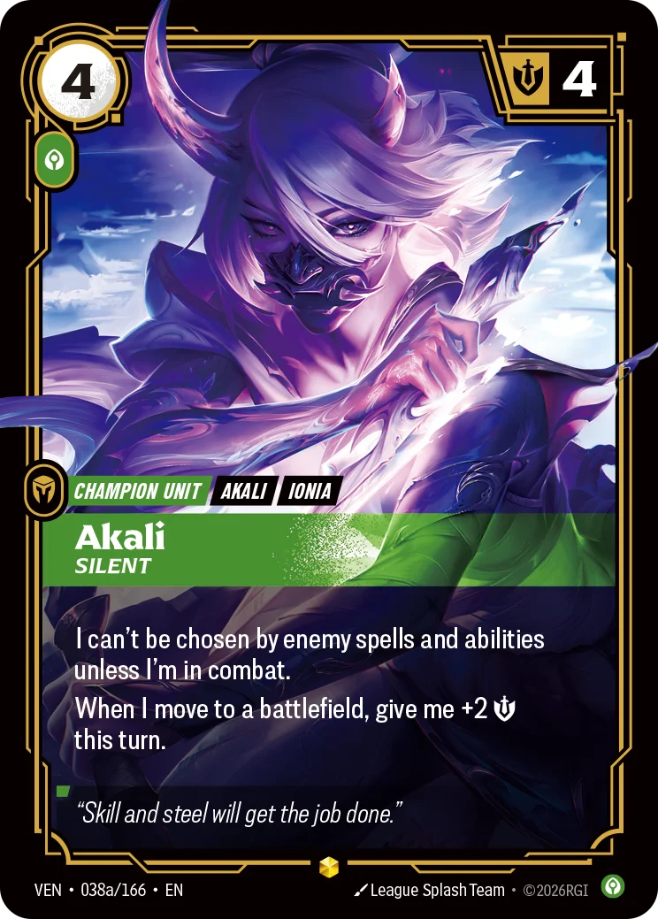 Akali, Silent Alternate Art Riftbound card image