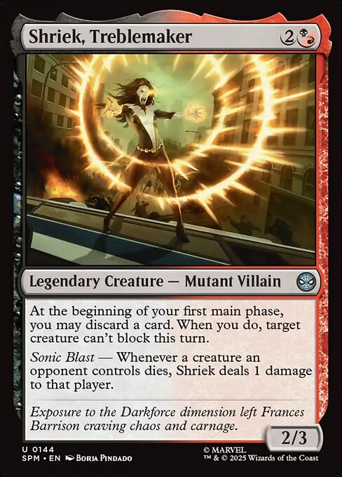 Shriek, Treblemaker - Marvel's Spider-Man #144 Magic: The Gathering card image