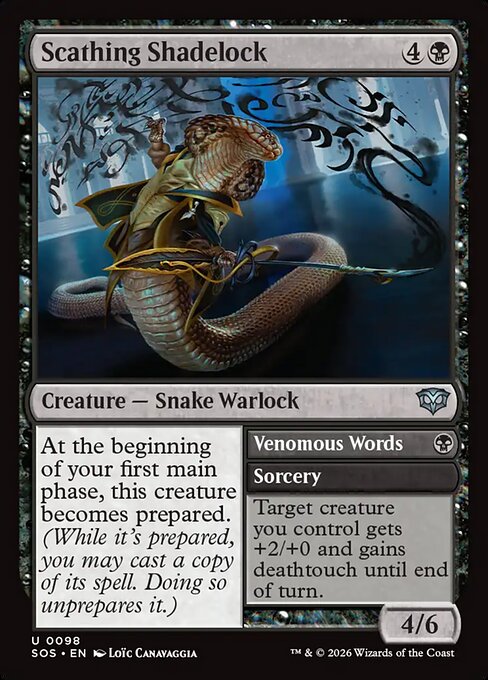 Scathing Shadelock // Venomous Words Secrets of Strixhaven Magic: The Gathering card image