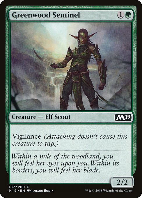 Greenwood Sentinel Core Set 2019 Magic: The Gathering card image
