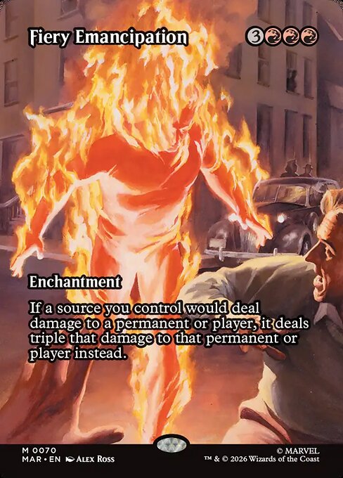 Fiery Emancipation Marvel Universe Magic: The Gathering card image