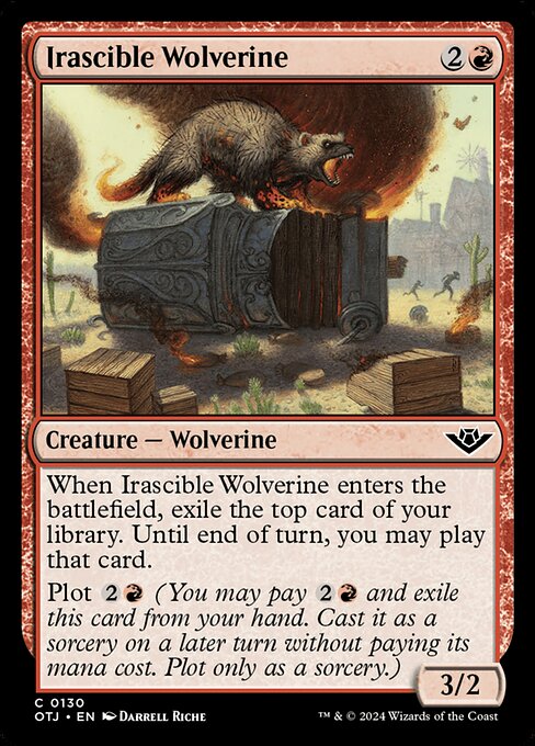 Irascible Wolverine - Outlaws of Thunder Junction #130 Magic: The Gathering card image
