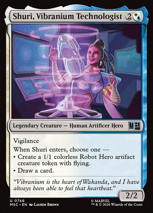Shuri, Vibranium Technologist Marvel Super Heroes Commander Magic: The Gathering card image