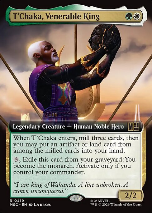 T'Chaka, Venerable King Marvel Super Heroes Commander Magic: The Gathering card image