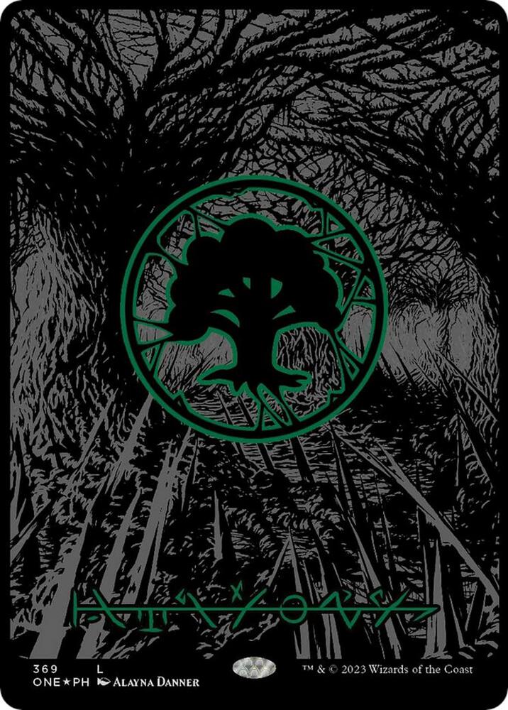 Forest Phyrexian Oil Slick Raised Foil