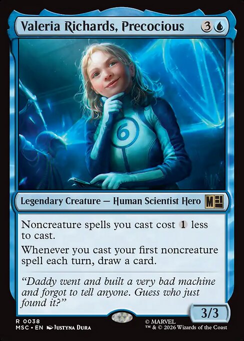 Valeria Richards, Precocious Marvel Super Heroes Commander Magic: The Gathering card image