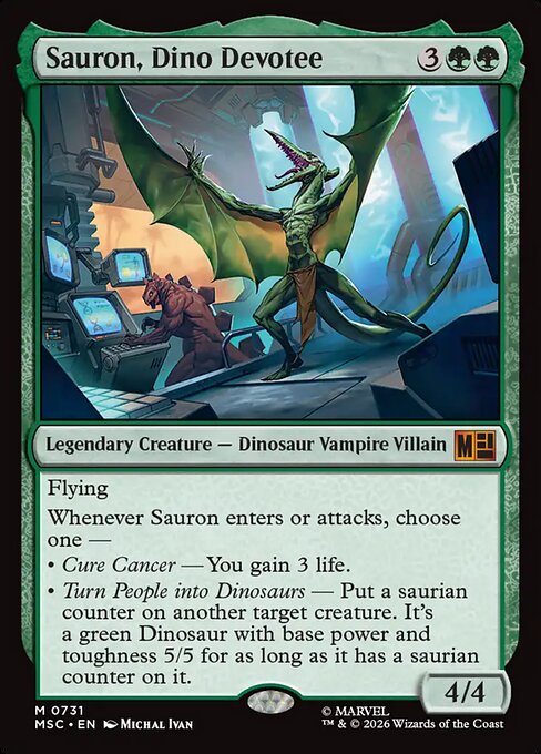 Sauron, Dino Devotee Marvel Super Heroes Commander Magic: The Gathering card image