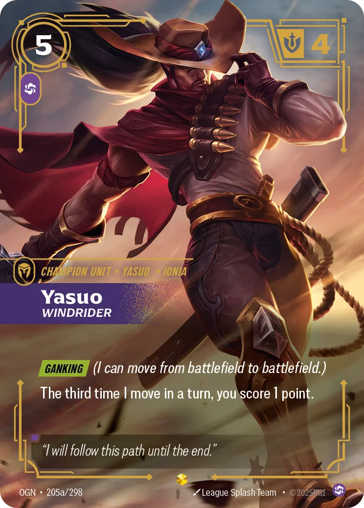 Yasuo, Windrider Alternate Art Riftbound card image