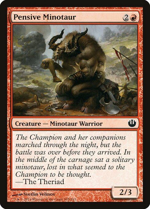 Pensive Minotaur Journey into Nyx Magic: The Gathering card image