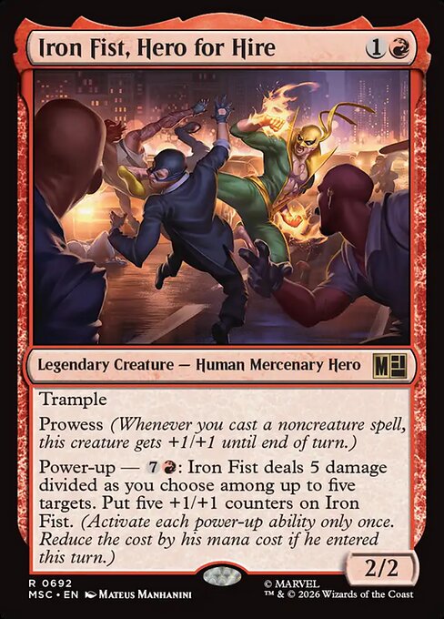 Iron Fist, Hero for Hire Marvel Super Heroes Commander Magic: The Gathering card image