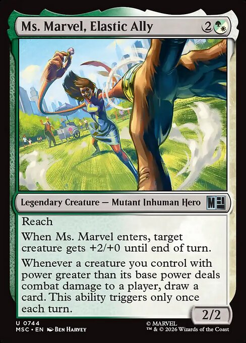 Ms. Marvel, Elastic Ally Marvel Super Heroes Commander Magic: The Gathering card image