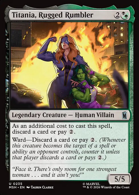 Titania, Rugged Rumbler Marvel Super Heroes Magic: The Gathering card image