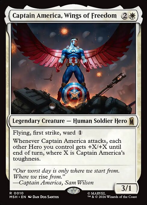 Captain America, Wings of Freedom Marvel Super Heroes Magic: The Gathering card image