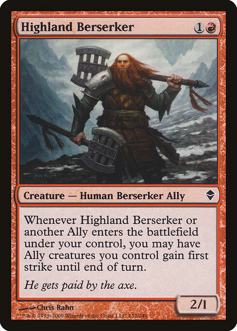 Highland Berserker Zendikar Magic: The Gathering card image