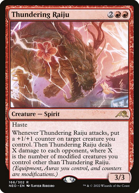 Thundering Raiju Kamigawa: Neon Dynasty Magic: The Gathering card image