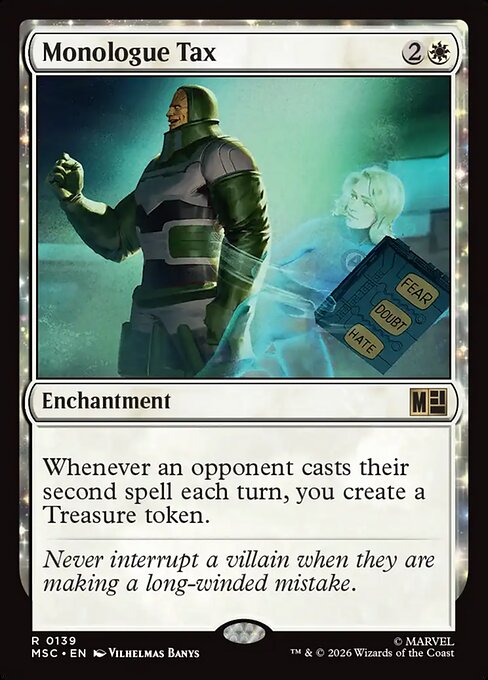 Monologue Tax Marvel Super Heroes Commander Magic: The Gathering card image