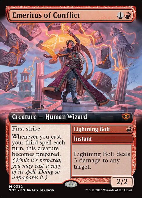 Emeritus of Conflict // Lightning Bolt - Secrets of Strixhaven #332