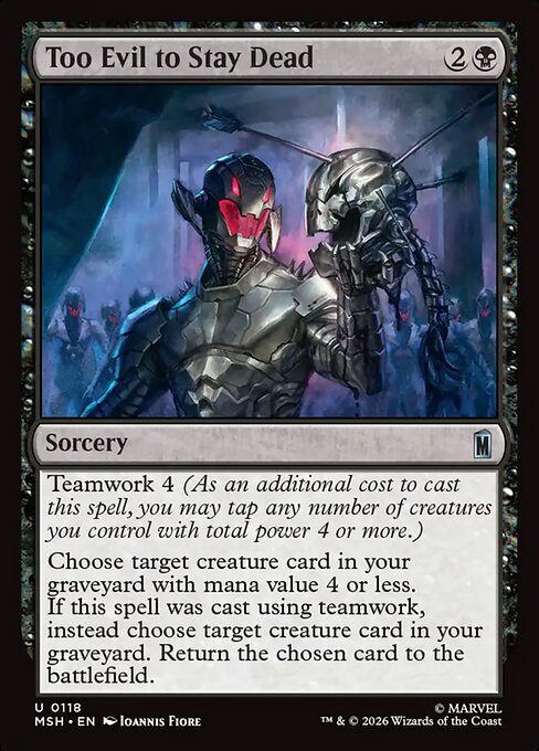 Too Evil to Stay Dead Marvel Super Heroes Magic: The Gathering card image