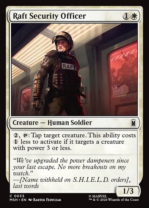 Raft Security Officer Marvel Super Heroes Magic: The Gathering card image