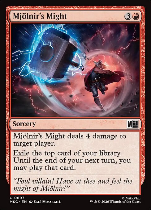 Mjölnir's Might Marvel Super Heroes Commander Magic: The Gathering card image