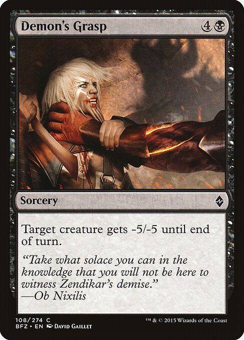 Demon's Grasp Battle for Zendikar Magic: The Gathering card image